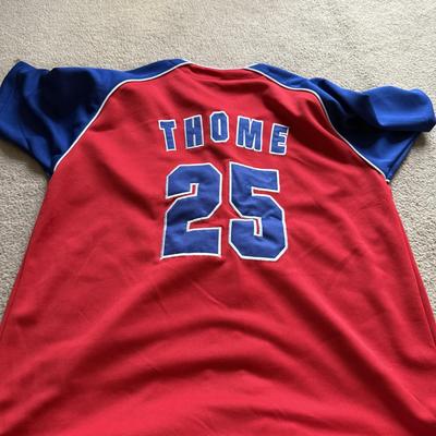 LOT 224L: MLB Philadelphia Phillies Fandom Collection: NWT Windbreaker (XL), #25 Jim Thome True Fan Jersey (L), T-Shirts, Hat & Car...
