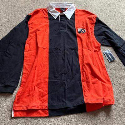 LOT 228L: NHL Philadelphia Flyers Clothing: PJ Pants, Sweat Suit, Polo, Muscle Tees, NWT & More