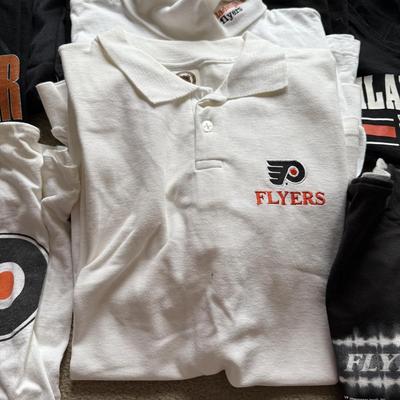 LOT 228L: NHL Philadelphia Flyers Clothing: PJ Pants, Sweat Suit, Polo, Muscle Tees, NWT & More
