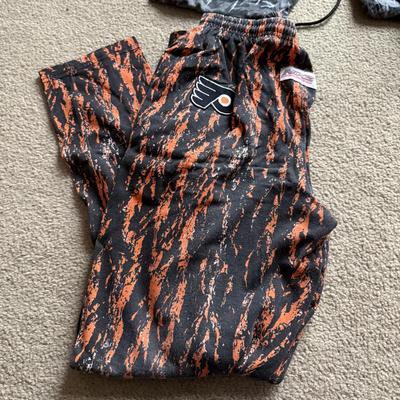 LOT 228L: NHL Philadelphia Flyers Clothing: PJ Pants, Sweat Suit, Polo, Muscle Tees, NWT & More
