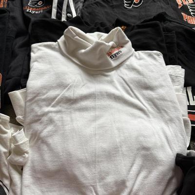 LOT 228L: NHL Philadelphia Flyers Clothing: PJ Pants, Sweat Suit, Polo, Muscle Tees, NWT & More