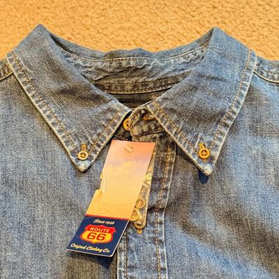 LOT 235L: NWT Ladies' Luella Collared Shirts, G. Lance Petite Sheer Shirts & Men's Route 66 Denim Button Up (Large)