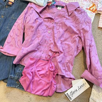 LOT 235L: NWT Ladies' Luella Collared Shirts, G. Lance Petite Sheer Shirts & Men's Route 66 Denim Button Up (Large)