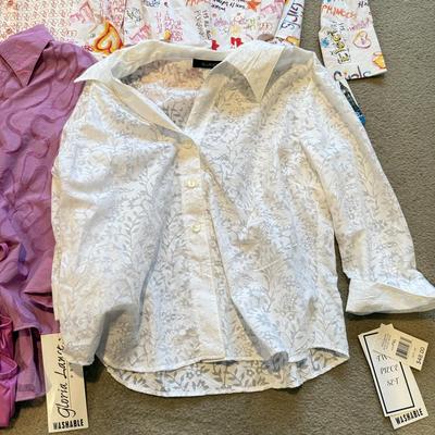 LOT 235L: NWT Ladies' Luella Collared Shirts, G. Lance Petite Sheer Shirts & Men's Route 66 Denim Button Up (Large)