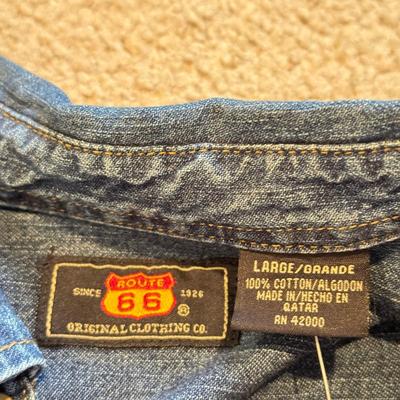 LOT 235L: NWT Ladies' Luella Collared Shirts, G. Lance Petite Sheer Shirts & Men's Route 66 Denim Button Up (Large)