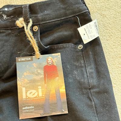 LOT 247B: NWT: Juniors Size L Denim Halter Jumpsuit, Authentic Collection Stretch Lei Jeans, Rave Flare Pants, Brown XOXO Pants, Red...
