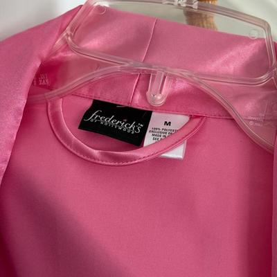 LOT 250B: Pink & Black Frederick's of Hollywood Robe w/ Lace Night Gown, Silk Sleep Shorts & More