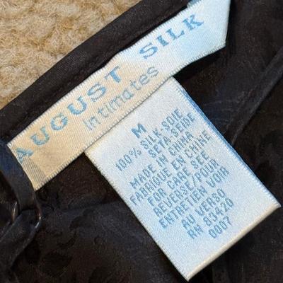 LOT 250B: Pink & Black Frederick's of Hollywood Robe w/ Lace Night Gown, Silk Sleep Shorts & More