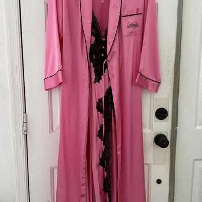 LOT 250B: Pink & Black Frederick's of Hollywood Robe w/ Lace Night Gown, Silk Sleep Shorts & More