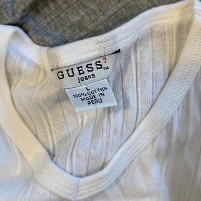 LOT 251L: Bin Full of Petite / Junior Ladies' Tanks & Tees: Guess, OP, Taxi, Blue Asphalt & More
