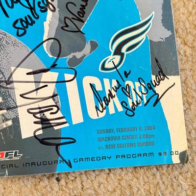 LOT 263B: Philadelphia Soul Football Fandom Collection: Shirts, Banner, Teddy & 2000s Cheerleader Signed Program