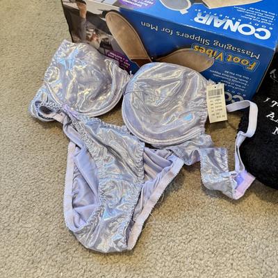 LOT 272L: NWT/NIP Conair Foot Vibes Slippers, Socks, Undershirts, Underwear & More