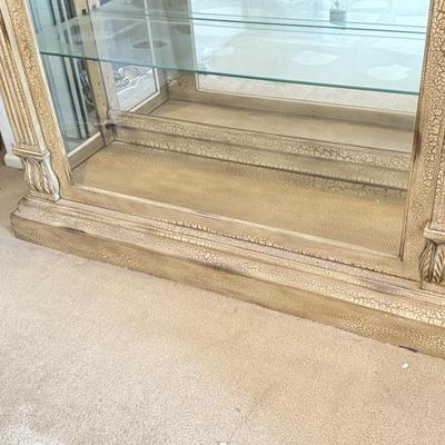 LOT 275A: Vintage Rustic Column Glass Shelf Curio Cabinet