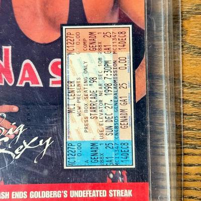 LOT 284J: Wrestling Memorabilia: Kevin Nash WCW Commemorative Ticket (750/10,000) w/ Sable & Kane Plaques