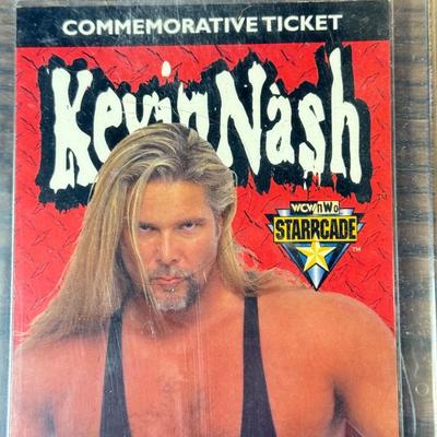 LOT 284J: Wrestling Memorabilia: Kevin Nash WCW Commemorative Ticket (750/10,000) w/ Sable & Kane Plaques
