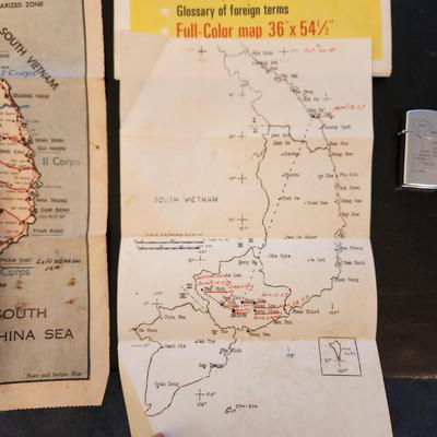 Zenith Windproof Lighter 66-67 with Vietnam Era Maps Army School Fort Gordon Ga.