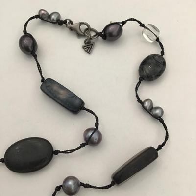 Silpada sterling silver black Hematite pearl 35 inch long necklace N1796 retired