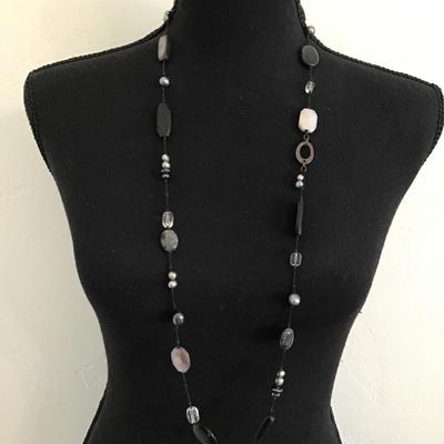 Silpada sterling silver black Hematite pearl 35 inch long necklace N1796 retired