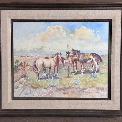 Framed Western Watercolor Art - Bonner