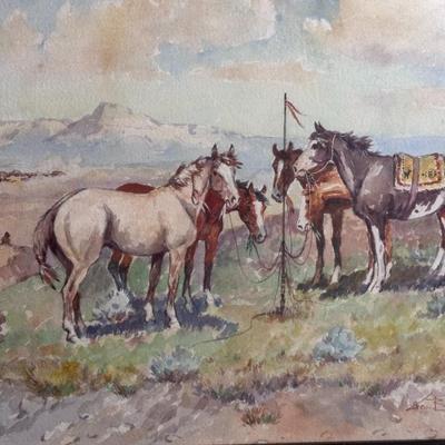 Framed Western Watercolor Art - Bonner
