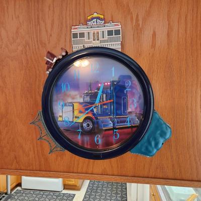 Hourly Action Truck Clock works Lights Man Cave Bar Decor