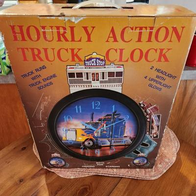 Hourly Action Truck Clock works Lights Man Cave Bar Decor