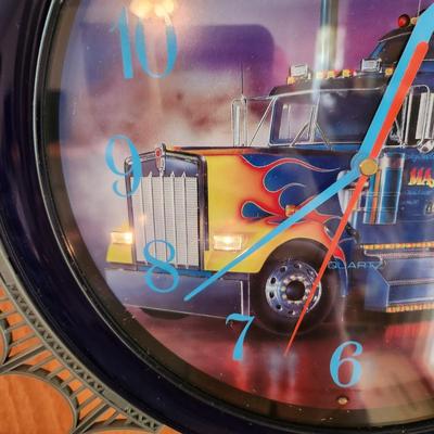 Hourly Action Truck Clock works Lights Man Cave Bar Decor