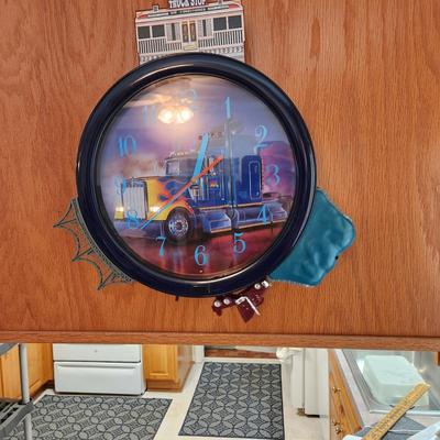 Hourly Action Truck Clock works Lights Man Cave Bar Decor