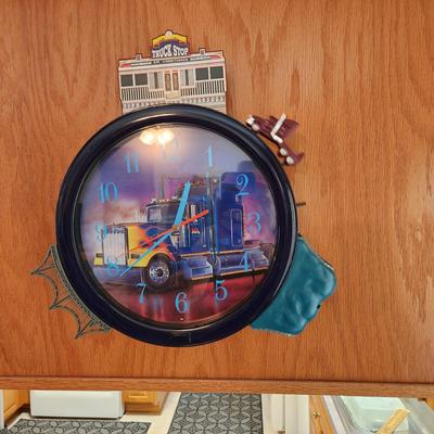 Hourly Action Truck Clock works Lights Man Cave Bar Decor