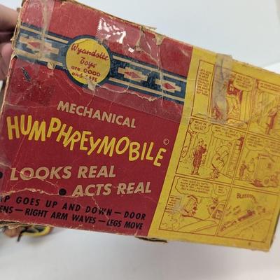 Vintage Humphrey Mobile Wyandotte Tin Litho Wind-Up Toy With Box