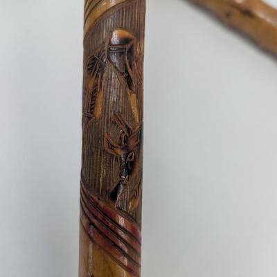 Hand Carved Scenic Story Telling Walking Canes