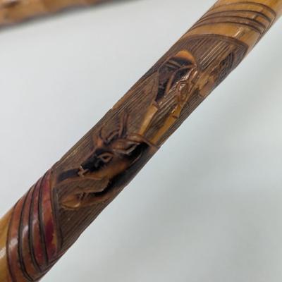 Hand Carved Scenic Story Telling Walking Canes