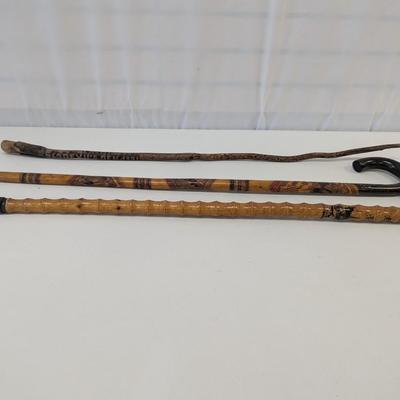 Hand Carved Scenic Story Telling Walking Canes