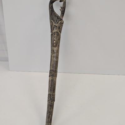 Approx 35 1/2" Vintage African Hand Carved Walking Cane