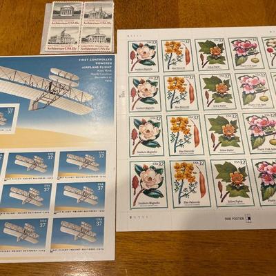 Flowers, planes & architecture stamps