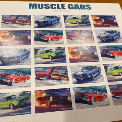 Muscle cars and Modern Art stamps