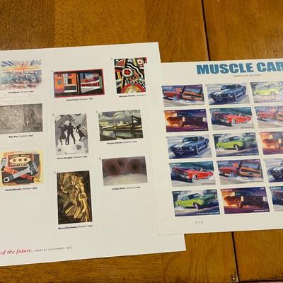 Muscle cars and Modern Art stamps