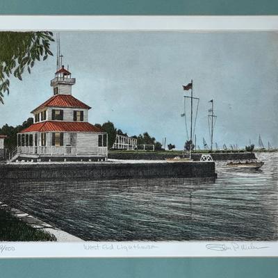 Glen P. Weber “West End Lighthouse” Signed Etching