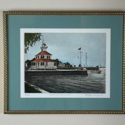 Glen P. Weber “West End Lighthouse” Signed Etching