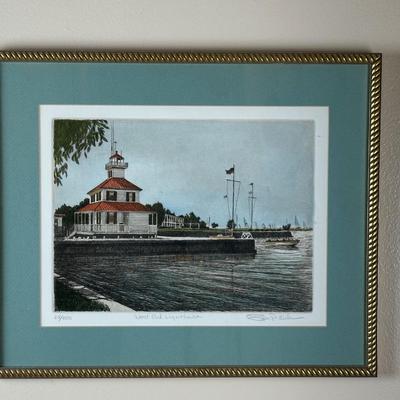 Glen P. Weber “West End Lighthouse” Signed Etching