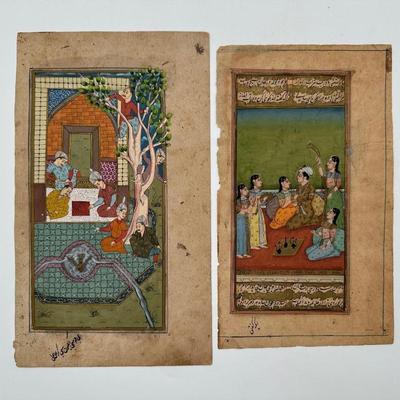 Antique Indian Hand Painted Manuscripts Two-Sided