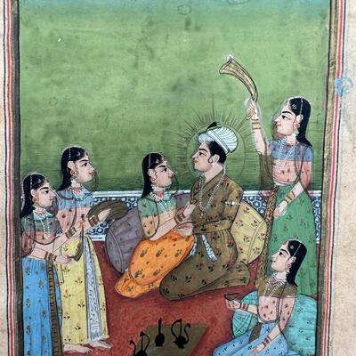 Antique Indian Hand Painted Manuscripts Two-Sided