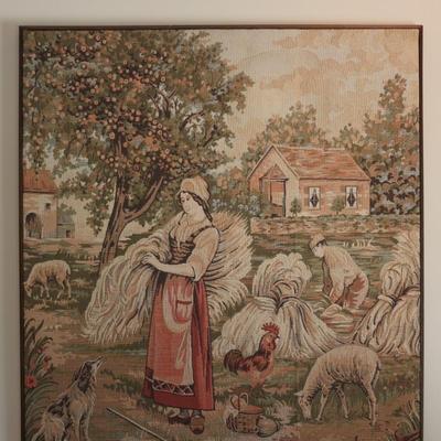 Vintage Framed French Tapestry