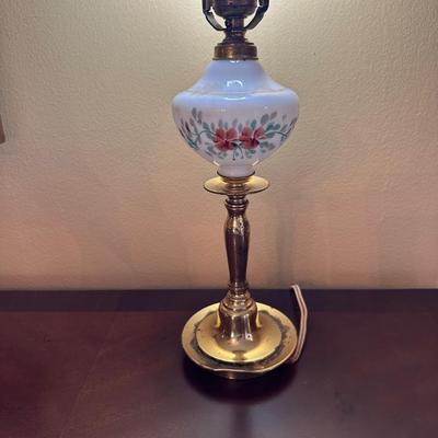 Hand Painted Milk Glass Lamp