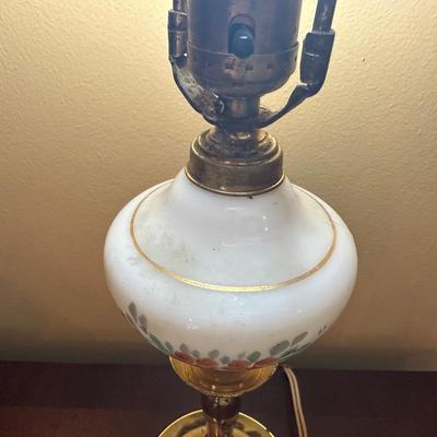 Hand Painted Milk Glass Lamp