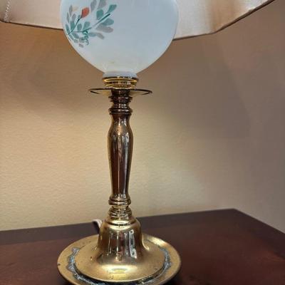 Hand Painted Milk Glass Lamp