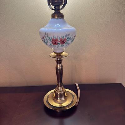 Hand Painted Milk Glass Lamp