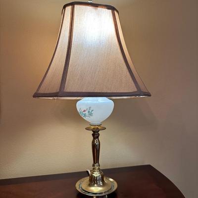 Hand Painted Milk Glass Lamp