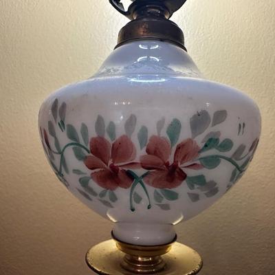 Hand Painted Milk Glass Lamp