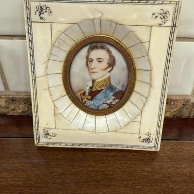 2 Framed Antique Miniature Portraits of Simon Bolivar and Lady Jane Grey